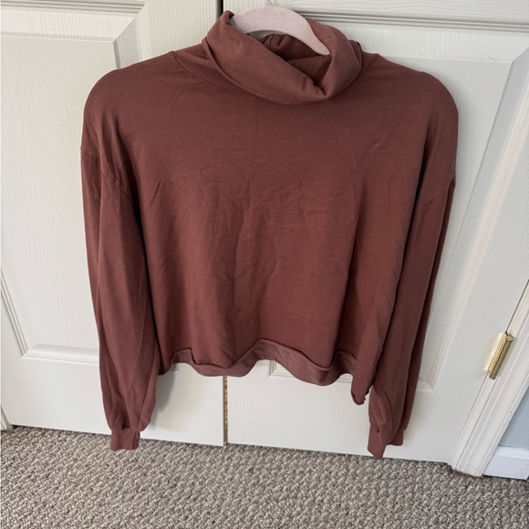 Women's Brown Turtleneck Sweatshirt - Picture 1 of 3